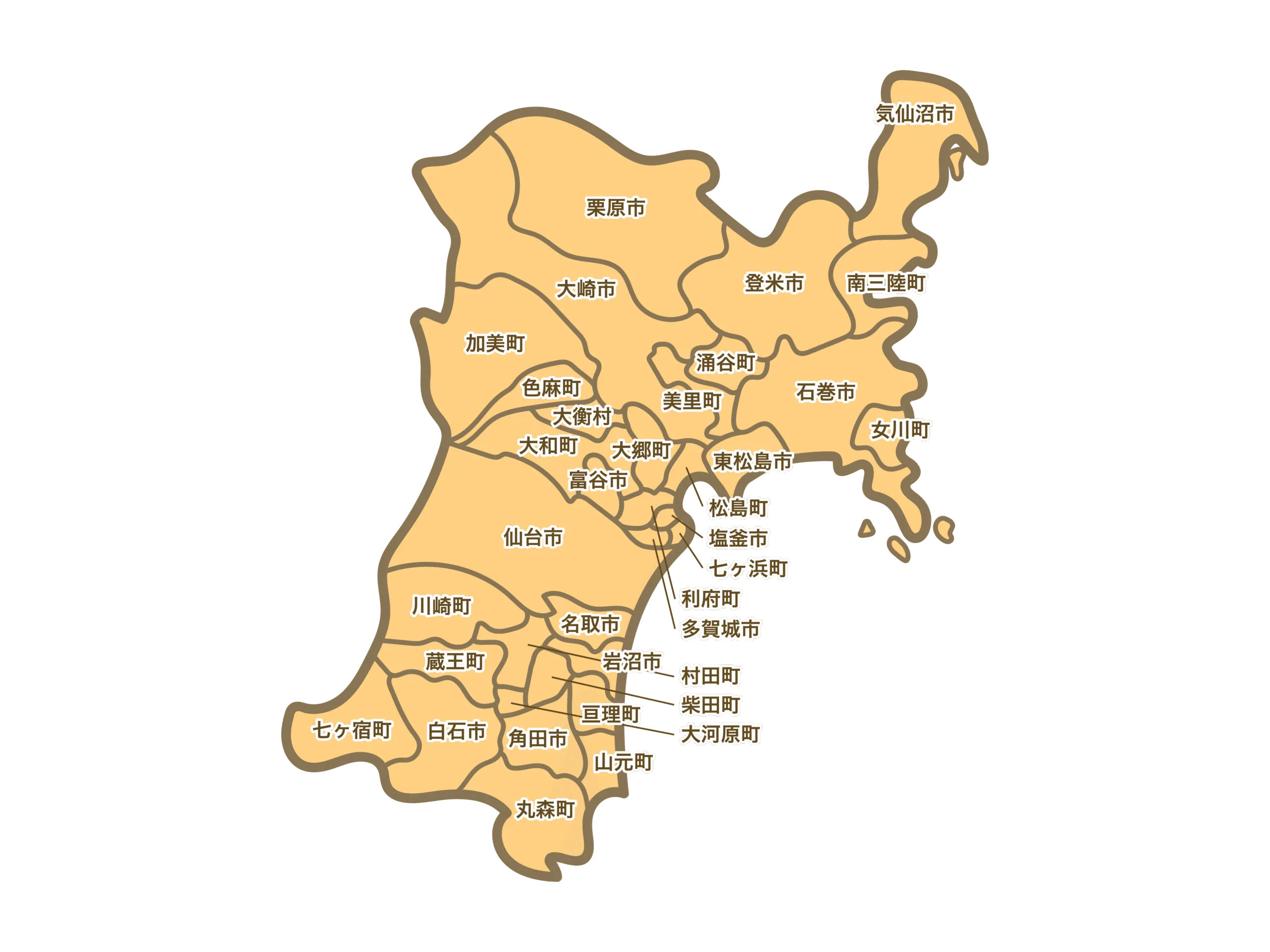 宮城県の出張買取対応エリアマップ