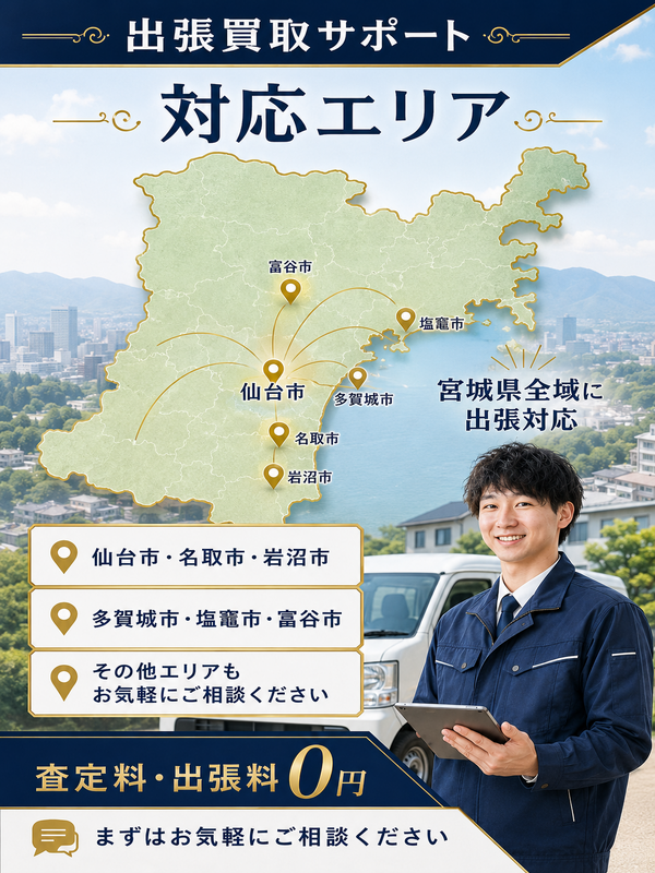 宮城県の出張買取対応エリアマップ
